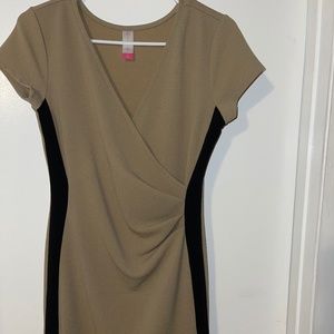 Tan/black bodycon dress